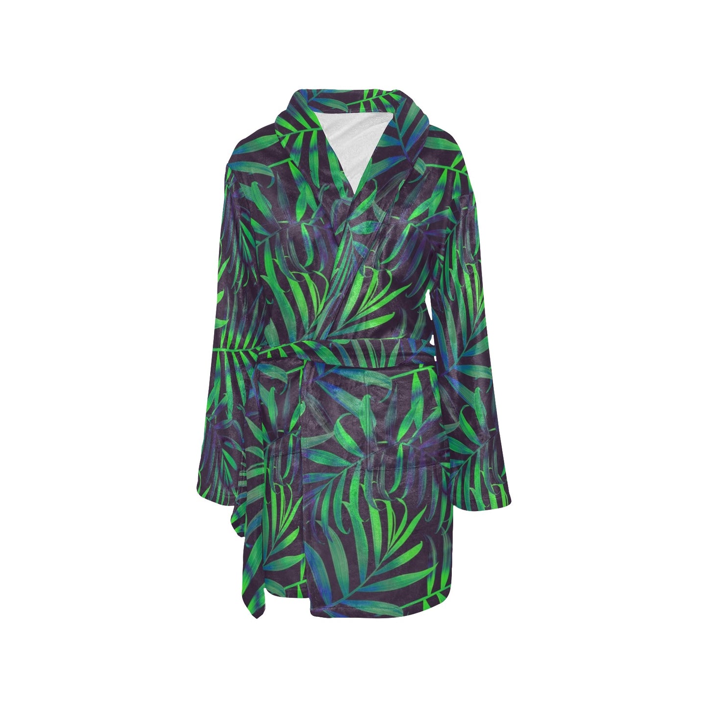 Palm Leaves Pattern Print Design PL01 Women's Fleece Robe