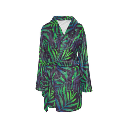 Palm Leaves Pattern Print Design PL01 Women's Fleece Robe