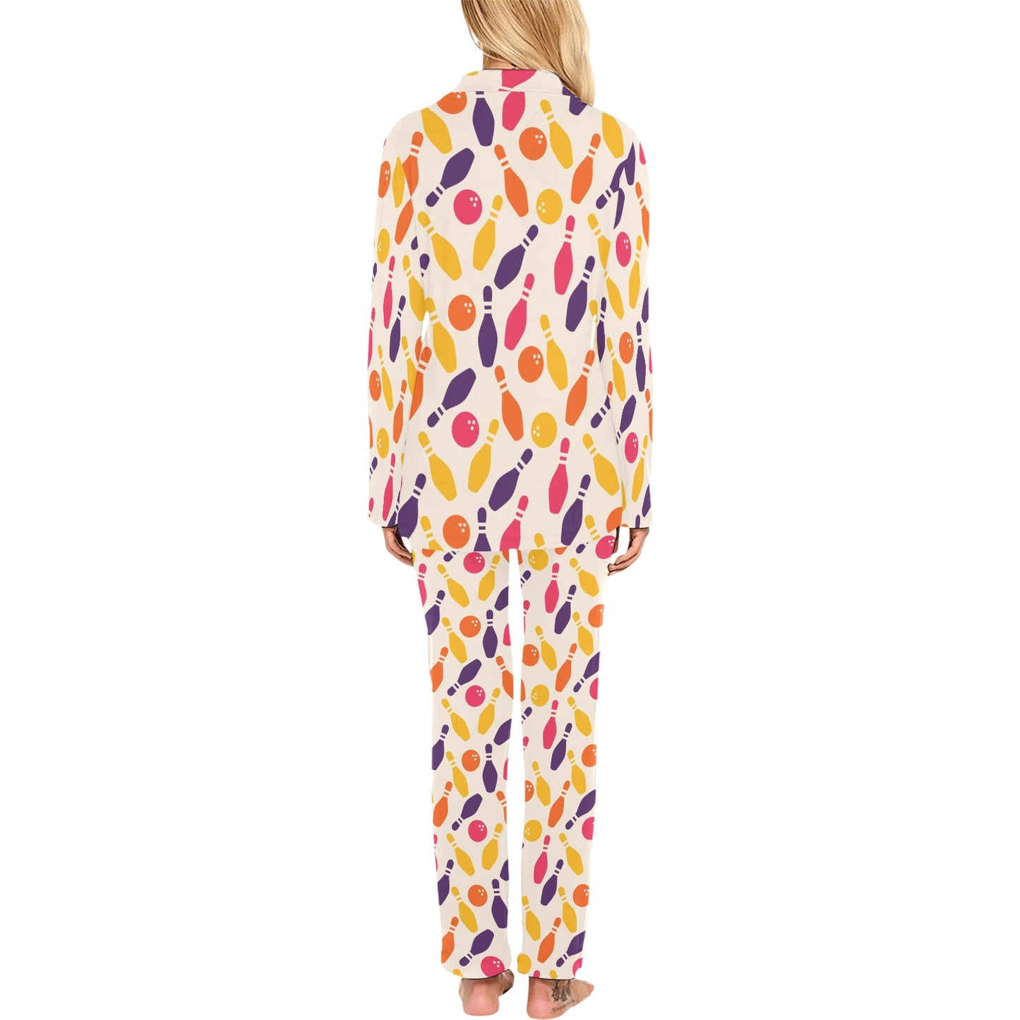 Bowling Pattern Print Design 06 Women's Long Pajama Set