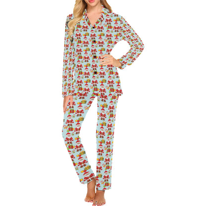 Santa Christmas Themed Print Design LKS303 Women's Long Pajama Set