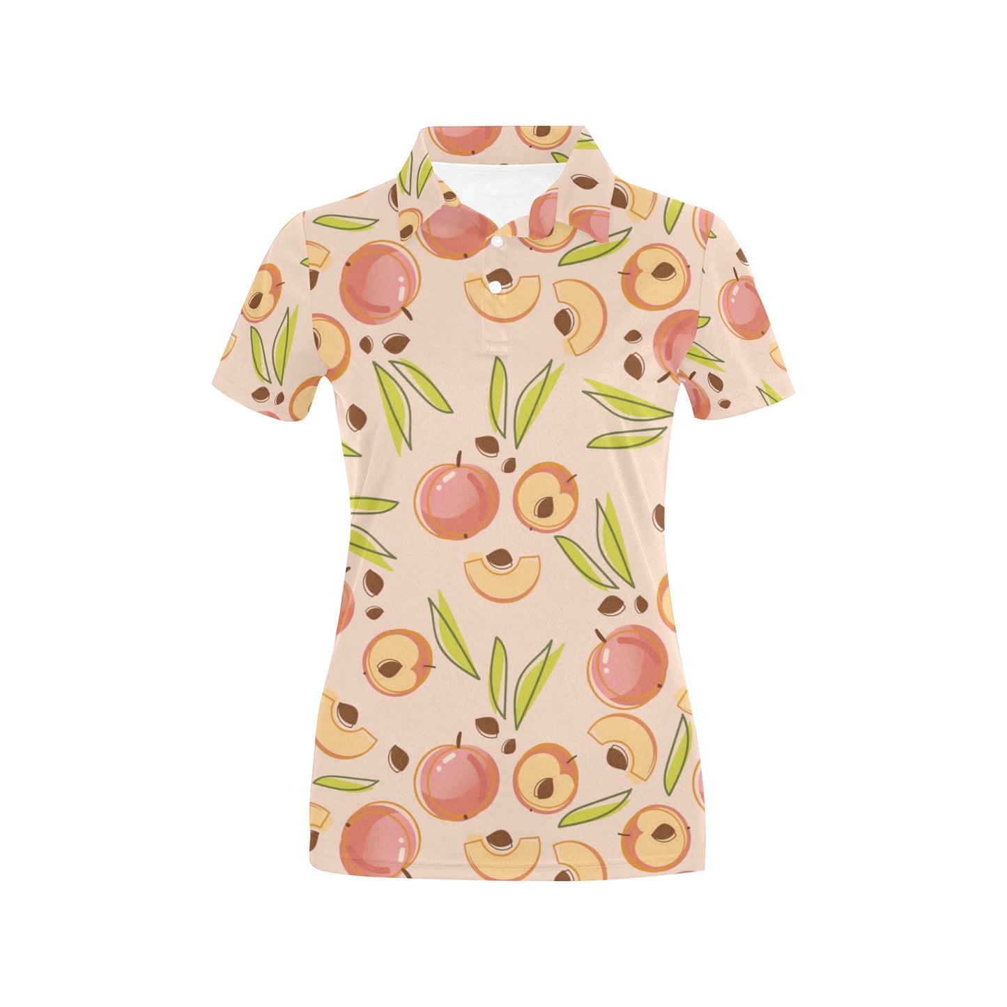 Peach Pattern Print Design A01 Women's Polo Shirt