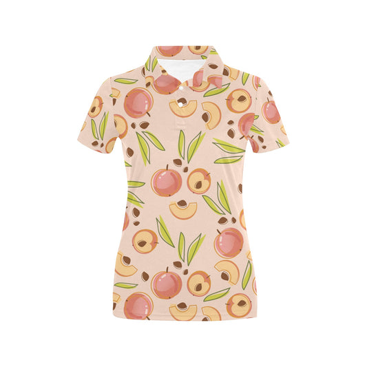 Peach Pattern Print Design A01 Women's Polo Shirt