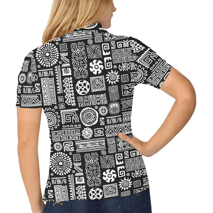 Polynesian Pattern Print Design A02 Women's Polo Shirt