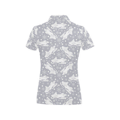 Snowmobile Print Design LKS302 Women's Polo Shirt