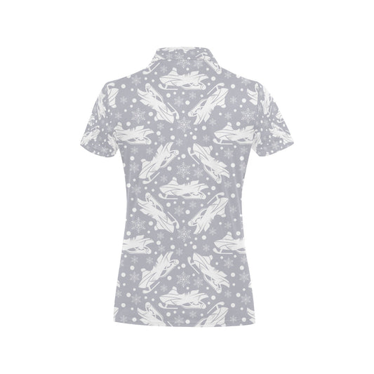 Snowmobile Print Design LKS302 Women's Polo Shirt