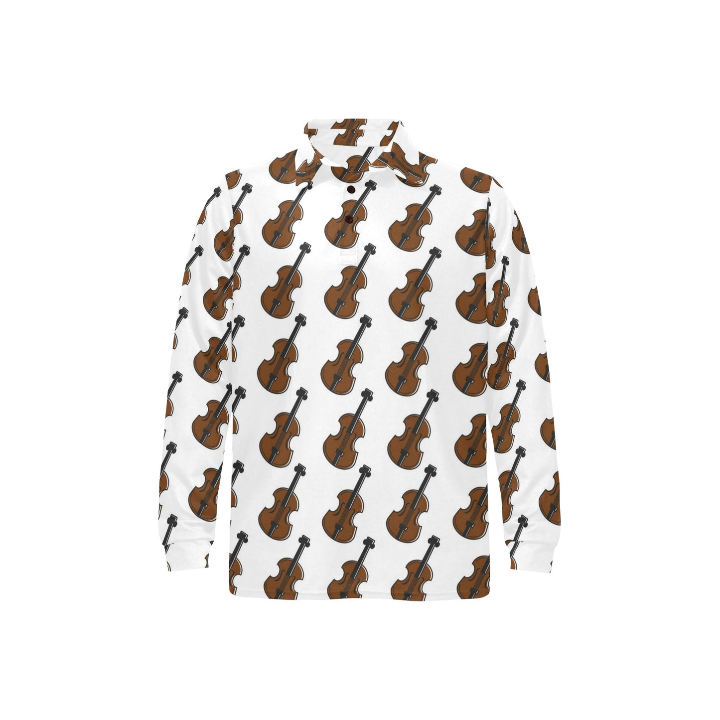 Violin Print Design LKS405 Long Sleeve Polo Shirt For Men's