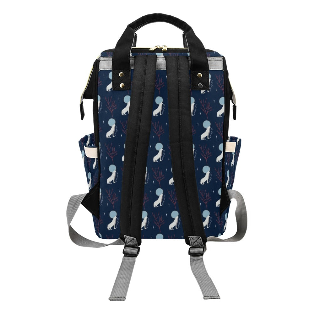Wolf Moon Print Design LKS304 Diaper Bag Backpack