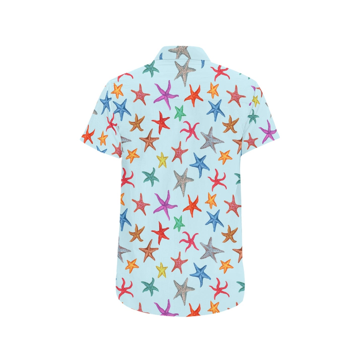 Starfish Print Design LKS402 Men Short Sleeve Button Up Shirt