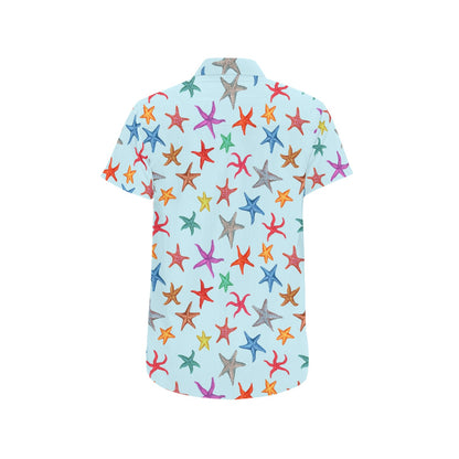 Starfish Print Design LKS402 Men Short Sleeve Button Up Shirt