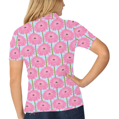 Gerberas Pattern Print Design GB01 Women's Polo Shirt