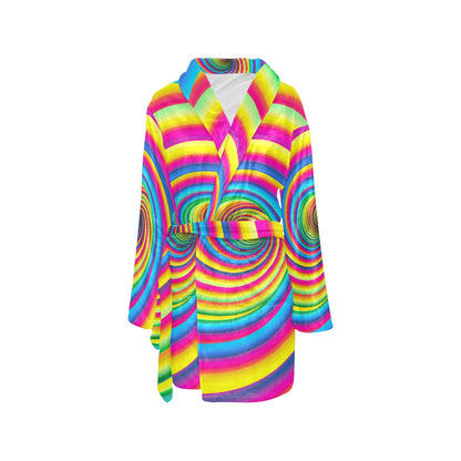 Vortex Twist Swirl Rainbow Design Women's Fleece Robe