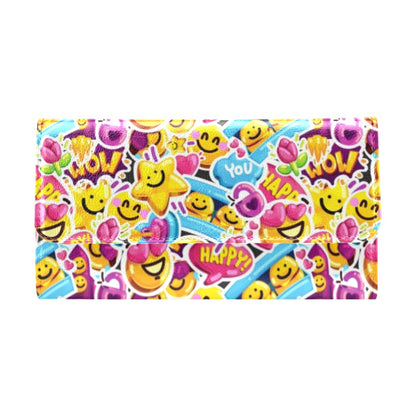 Emoji Sticker Print Pattern Women's Trifold Wallet