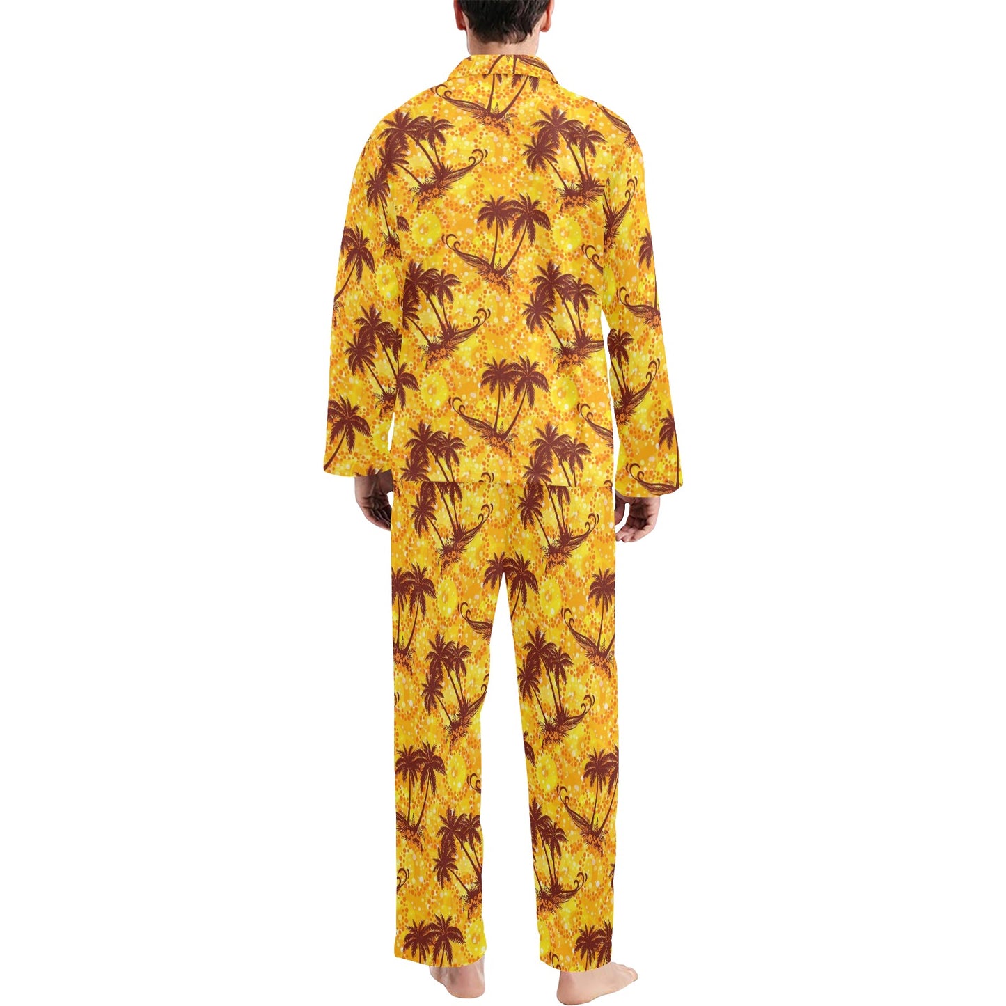Palm Tree Pattern Print Design PT012 Men's Long Pajama Set
