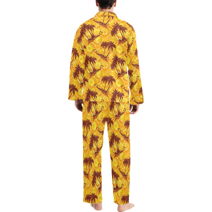 Palm Tree Pattern Print Design PT012 Men's Long Pajama Set