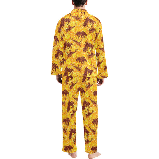 Palm Tree Pattern Print Design PT012 Men's Long Pajama Set