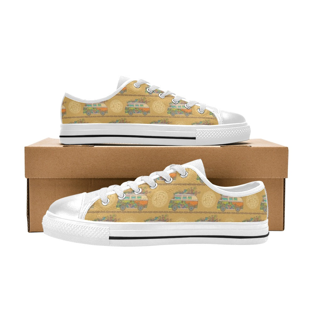 Hippie Van Print Design LKS304 Women's White Low Top Shoes
