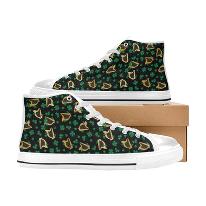 Harp Print Design LKS402 Men's High Top Canvas Shoes