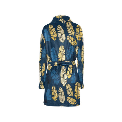 Banana Leaf Pattern Print Design BL09 Women's Fleece Robe