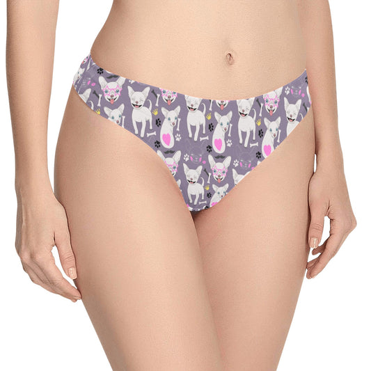 Chihuahua Happy Pattern Women's Thongs