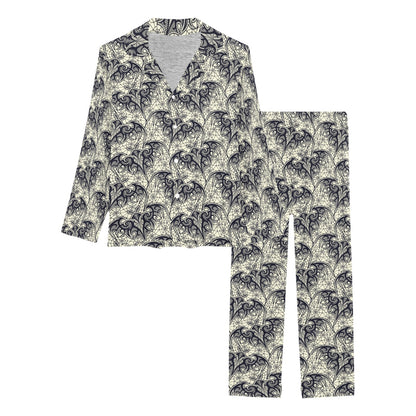 Bat Tribal Pattern Print Design 06 Women's Long Pajama Set
