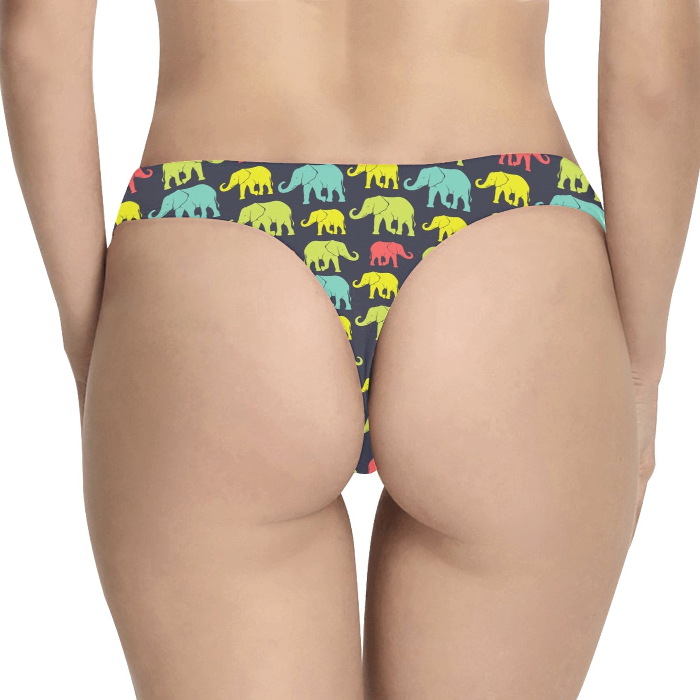 Elephant Neon Color Print Pattern Women's Thongs