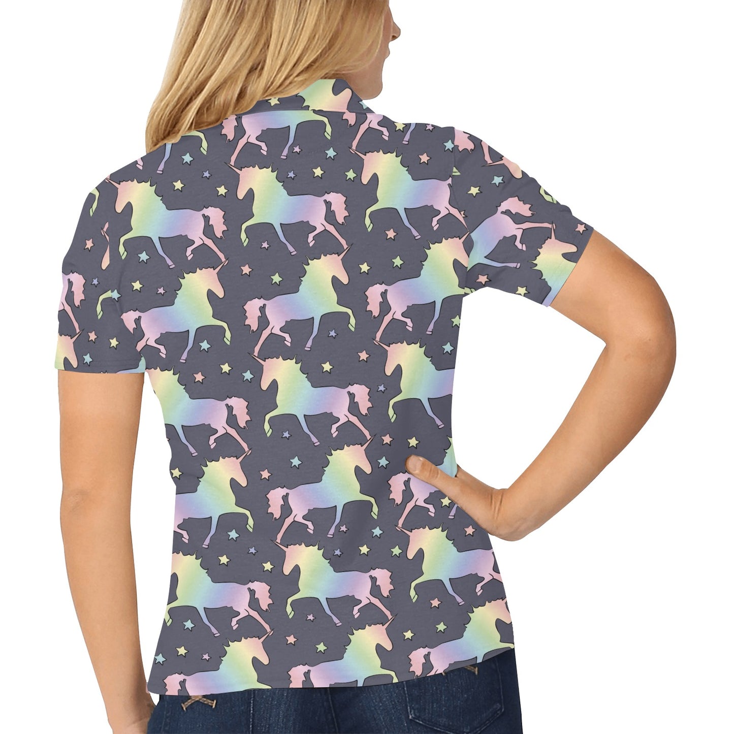 Rainbow Pattern Print Design A05 Women's Polo Shirt