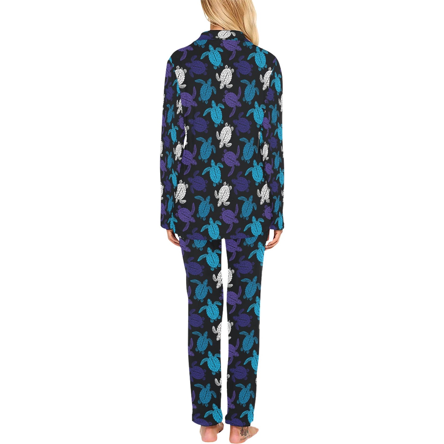 Sea Turtle Print Design LKS306 Women's Long Pajama Set