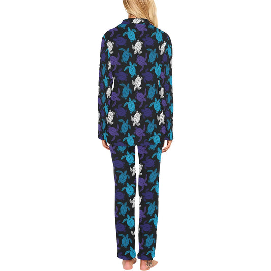 Sea Turtle Print Design LKS306 Women's Long Pajama Set