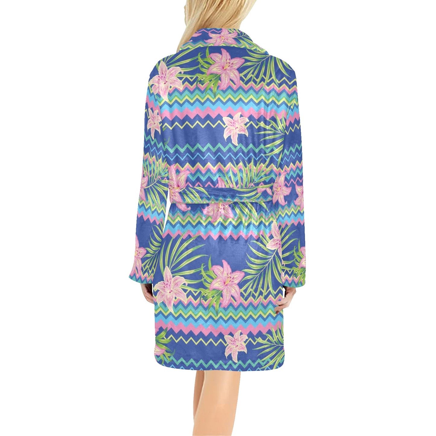 Lily Pattern Print Design LY015 Women's Fleece Robe