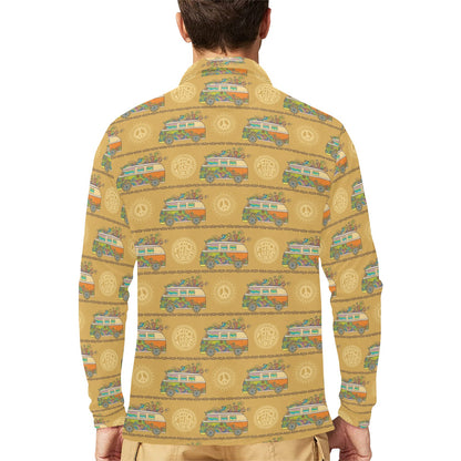Hippie Van Print Design LKS304 Long Sleeve Polo Shirt For Men's