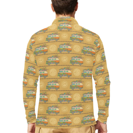 Hippie Van Print Design LKS304 Long Sleeve Polo Shirt For Men's