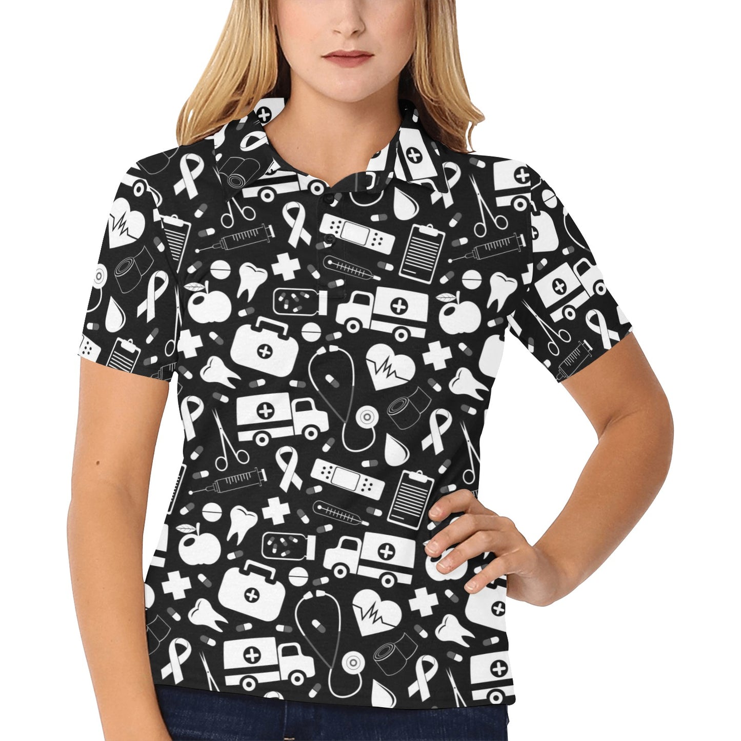Medical Pattern Print Design 01 Women's Polo Shirt