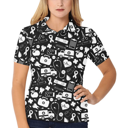 Medical Pattern Print Design 01 Women's Polo Shirt