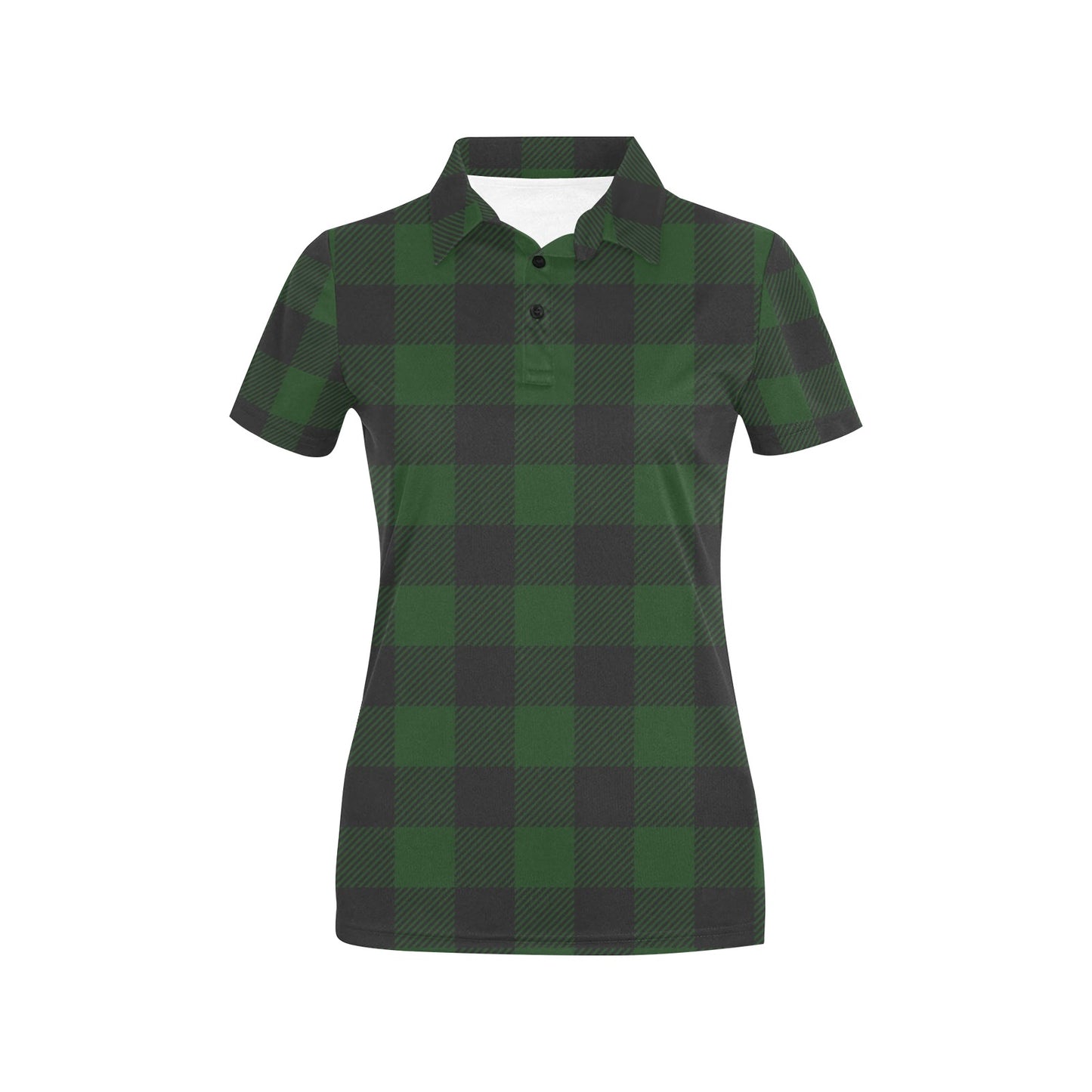 Buffalo check Green Pattern Print Design 02 Women's Polo Shirt
