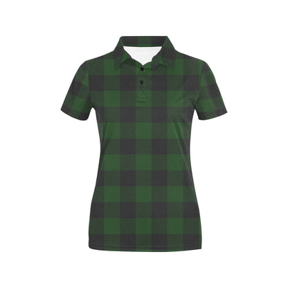 Buffalo check Green Pattern Print Design 02 Women's Polo Shirt