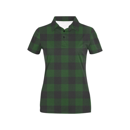 Buffalo check Green Pattern Print Design 02 Women's Polo Shirt