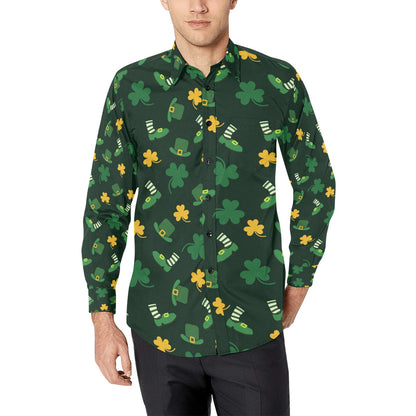 St Patricks Day Print Design LKS306 Men's Long Sleeve Dress Shirt