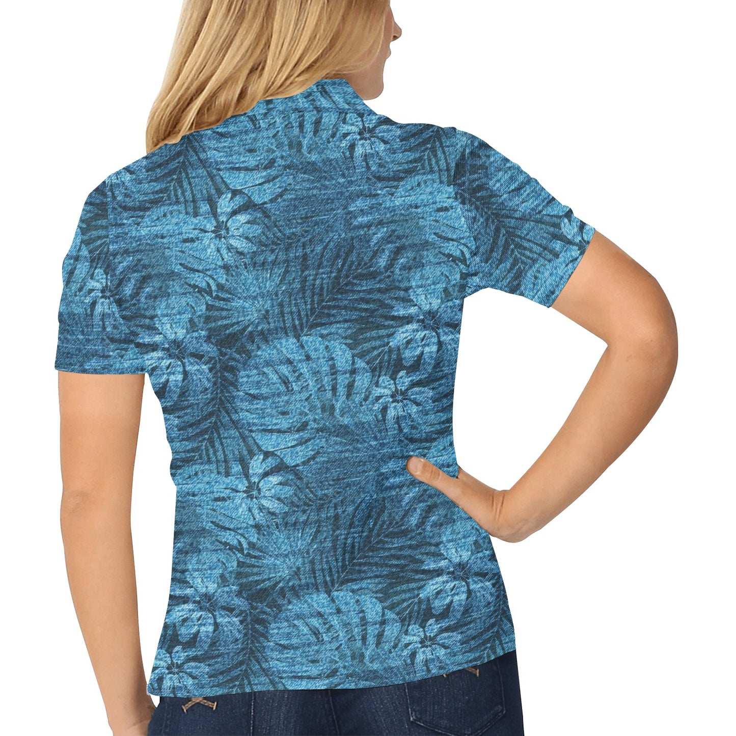 Jean Tropical Pattern Print Design 04 Women's Polo Shirt