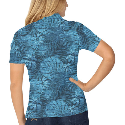 Jean Tropical Pattern Print Design 04 Women's Polo Shirt