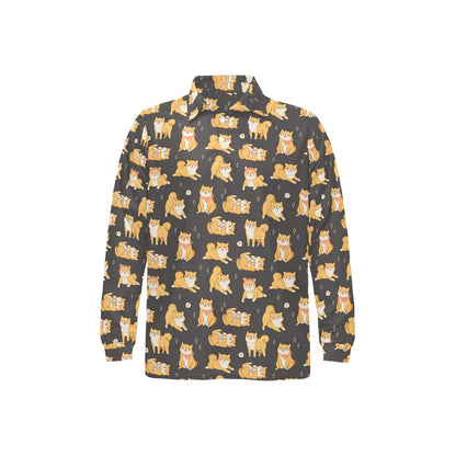 Shiba Inu Print Design LKS309 Long Sleeve Polo Shirt For Men's