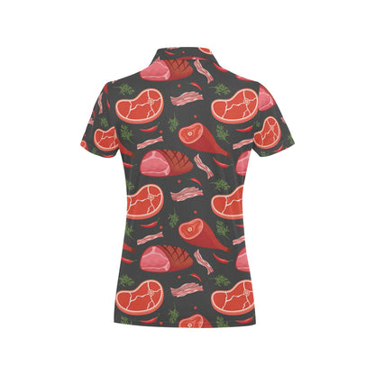 Meat Pattern Print Design 03 Women's Polo Shirt