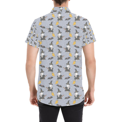 Witch Print Design LKS307 Men Short Sleeve Button Up Shirt