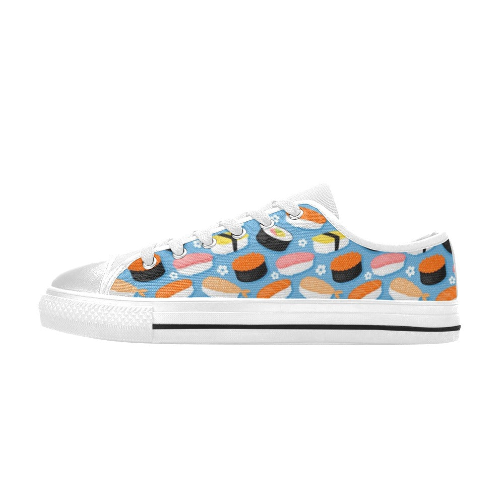 Sushi Print Design LKS304 Women's White Low Top Shoes