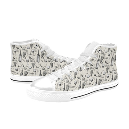 Wine Themed Print Design LKS306 Men's High Top Canvas Shoes