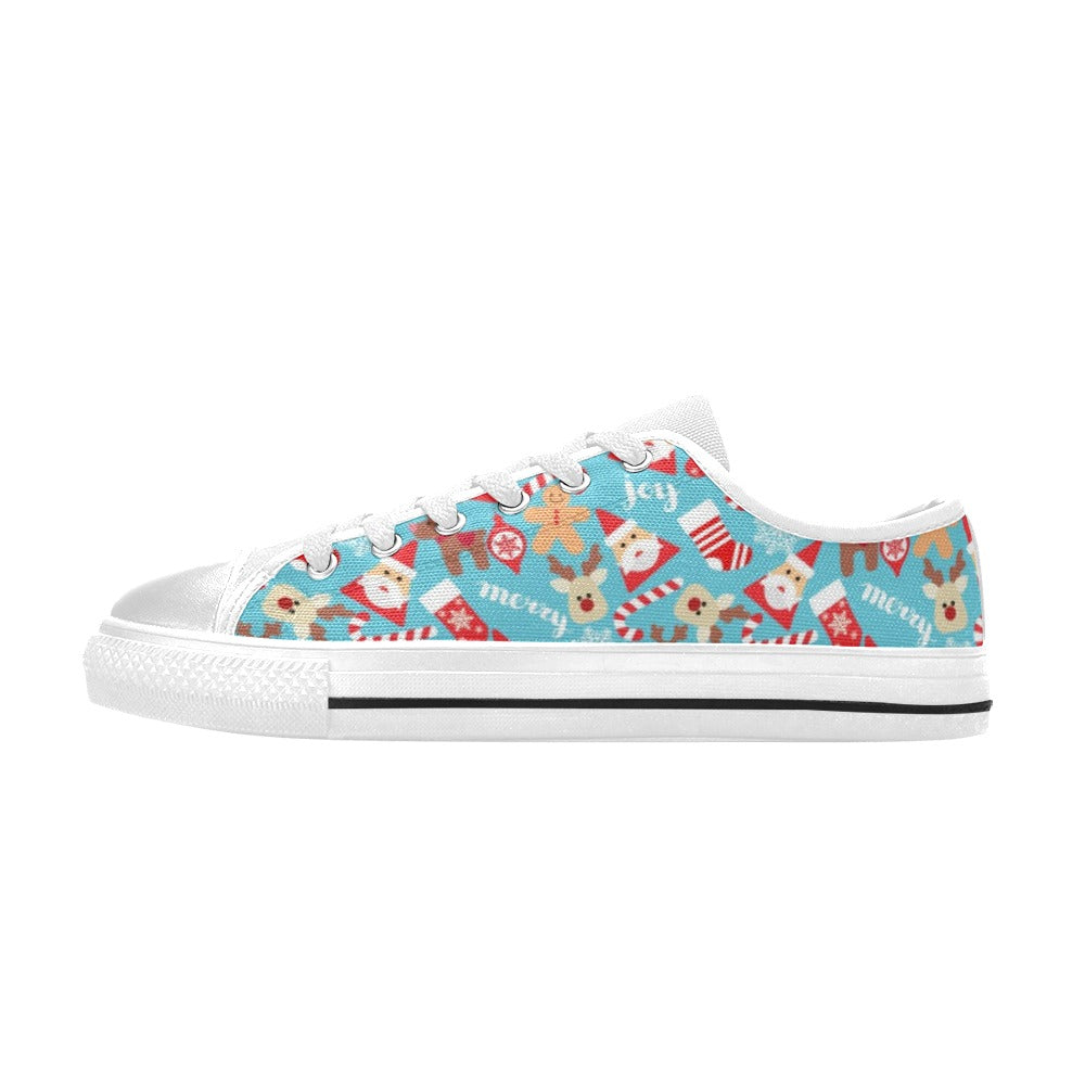 Santa Christmas Themed Print Design LKS306 Women's White Low Top Shoes