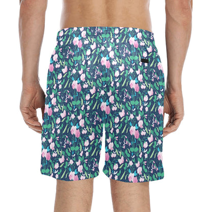 Sweet Pea Print Design LKS303 Men's Swim Trunks Beach Shorts
