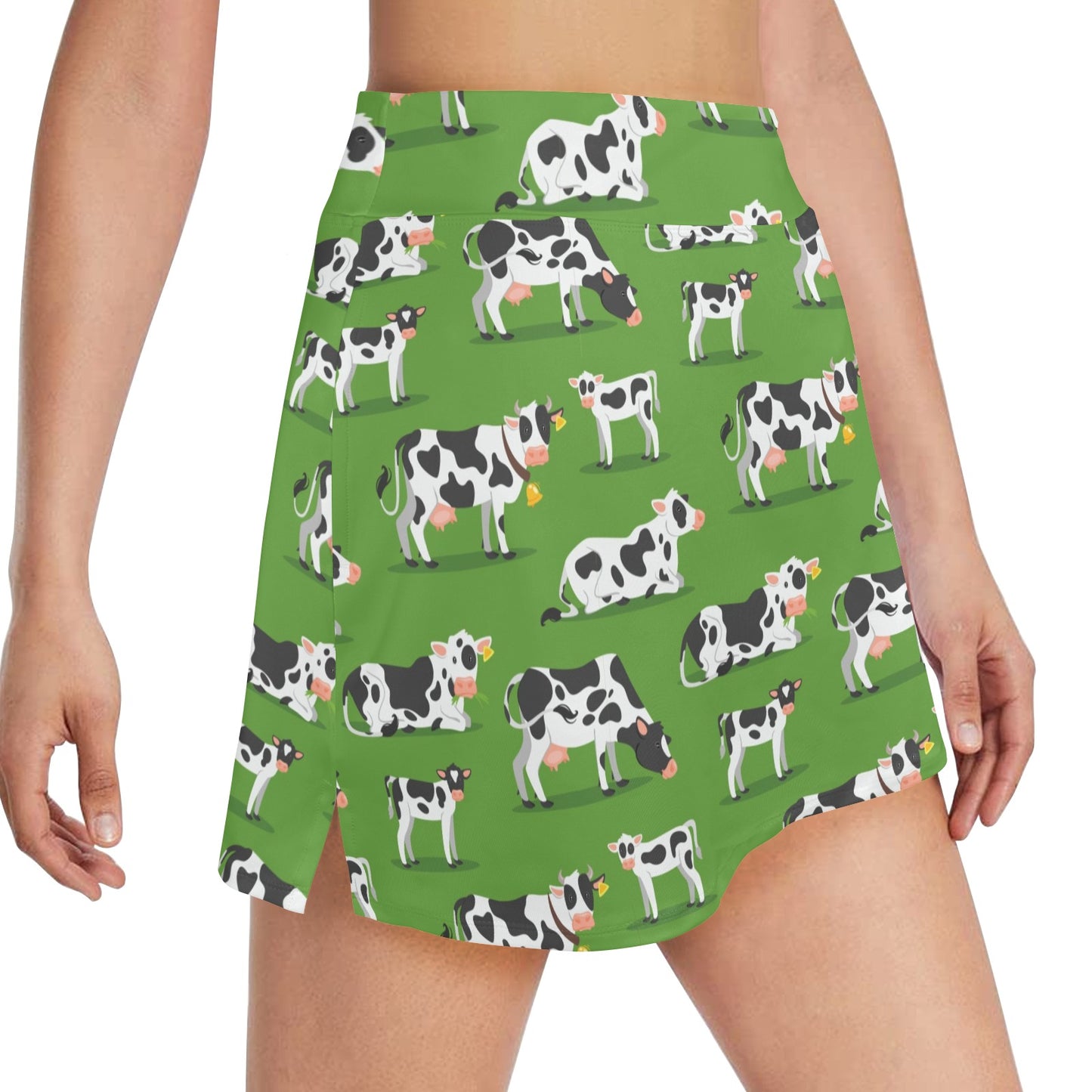 Cow Happy Print Pattern 17" Golf & Pickleball Skort with Pockets
