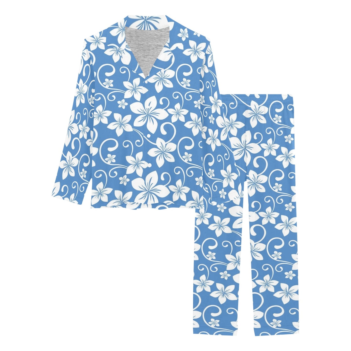 Hibiscus Pattern Print Design HB09 Women's Long Pajama Set