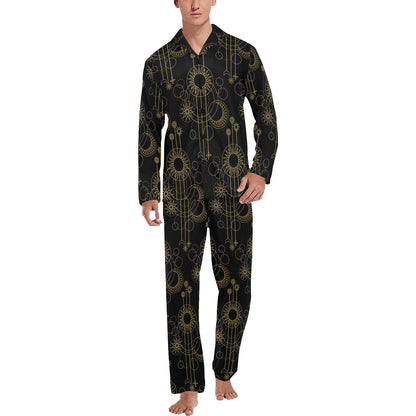 Moon Boho Style Pattern Print Design 01 Men's Long Pajama Set