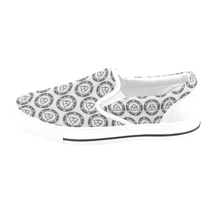 Third Eye Print Design LKS301 White Slip Ons Canvas Women's Shoes